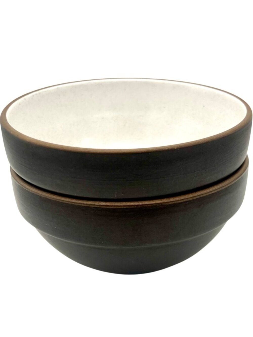 Vintage Heath Ceramics Pottery Bowls Set Of 2 Brown White 5.5” Stacking Cereal